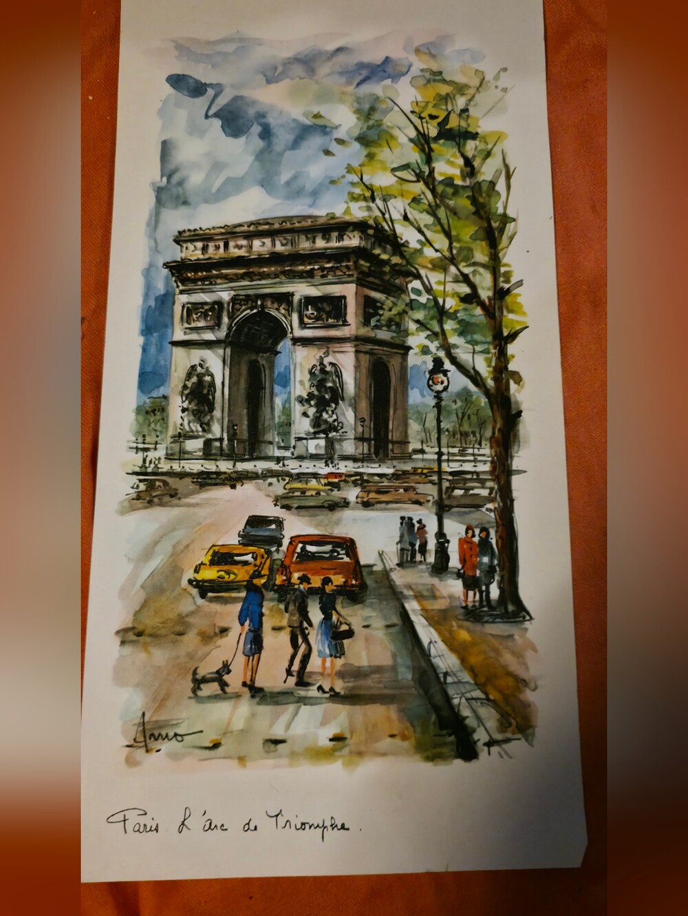4/$67 Deal! Vintage Paris Street Scene Watercolor Print